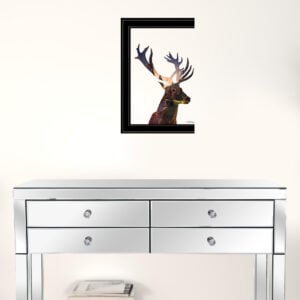 Deer In The Forest 2 Black Framed Print Wall Art