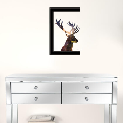 Deer In The Forest 2 Black Framed Print Wall Art