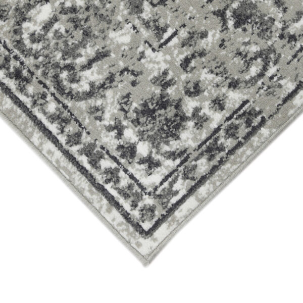 8' x 10' Gray Floral Power Loom Area Rug