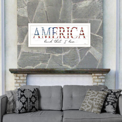 America Land That I Love 1 White Framed Print Wall Art
