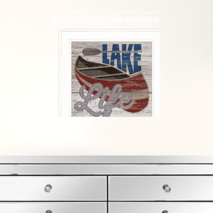 Lake Life Canoe 2 White Framed Print Wall Art