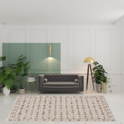 8' X 11' Ivory And Gold Oriental Power Loom Stain Resistant Area Rug With Fringe