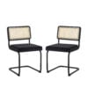 Set of Two Black Upholstered Velvet Dining Side Chairs