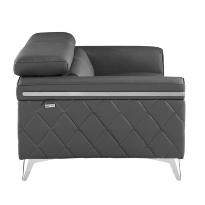 70" Dark Gray And Silver Metallic Leather Loveseat