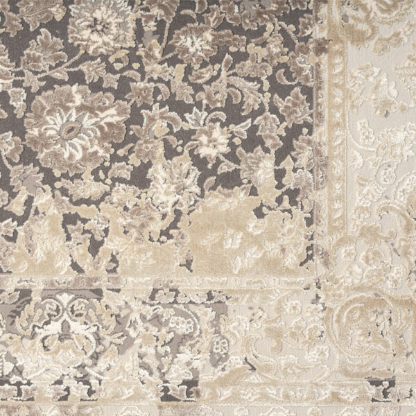 2' x 3' Gray and Ivory Floral Area Rug