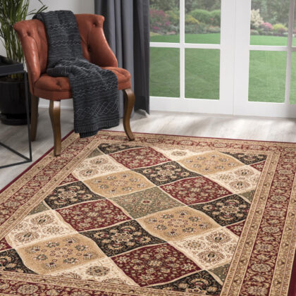 3’ x 13’ Red Decorative Diamonds Runner Rug