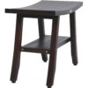 Contemporary Teak Shower Bench With Shelf In Brown Finish