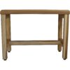 Compact Rectangular Teak Shower  Outdoor Bench With Shelf In Natural Finish