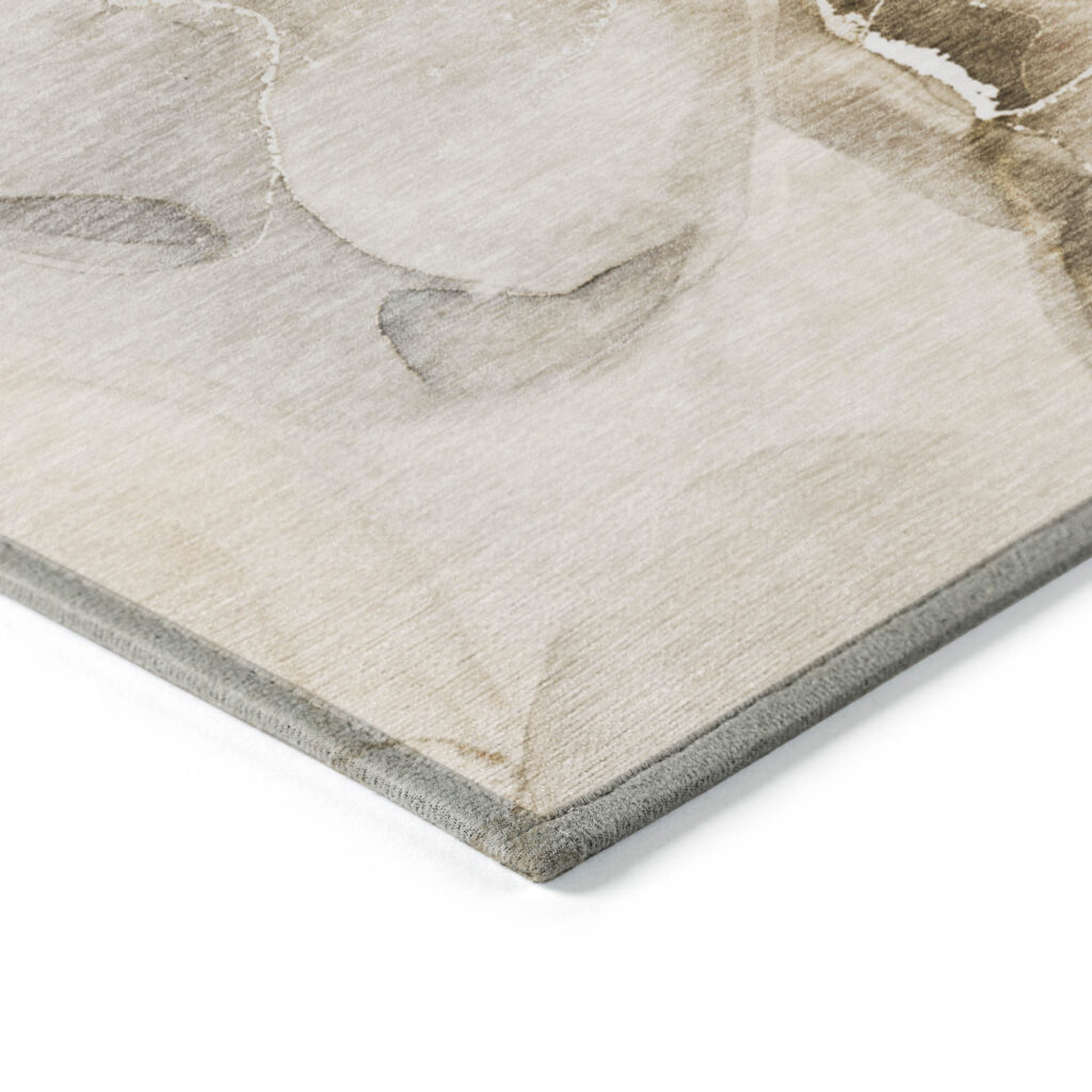 10' X 14' Beige and Brown Abstract Washable Indoor Outdoor Area Rug