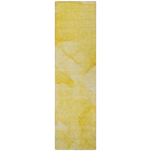 2' X 8' Gold Abstract Washable Non Skid Indoor Outdoor Runner Rug