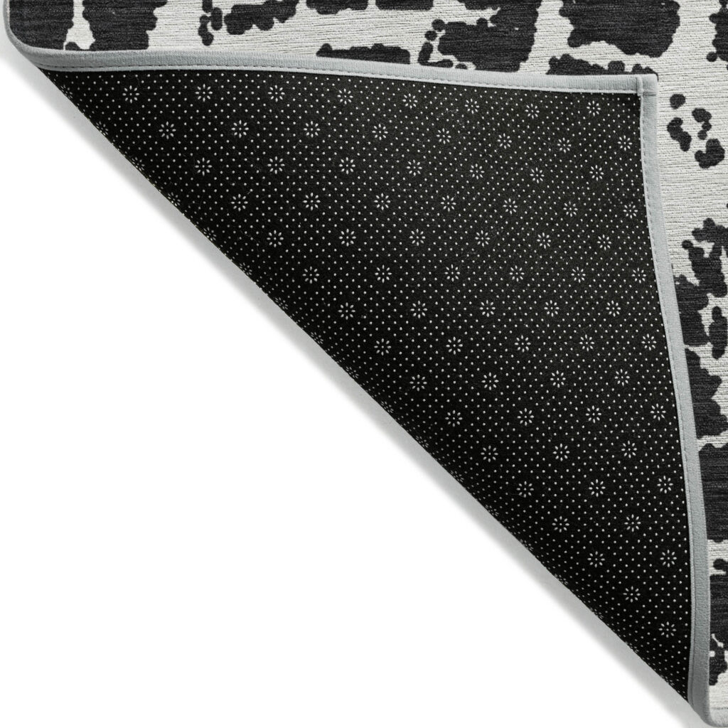 3' X 5' Black and White Abstract Washable Non Skid Indoor Outdoor Area Rug