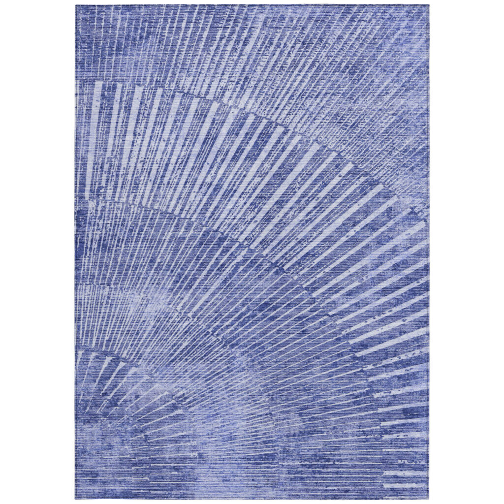 9' X 12' Navy Blue Abstract Washable Non Skid Indoor Outdoor Area Rug