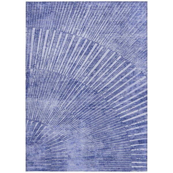 9' X 12' Navy Blue Abstract Washable Non Skid Indoor Outdoor Area Rug