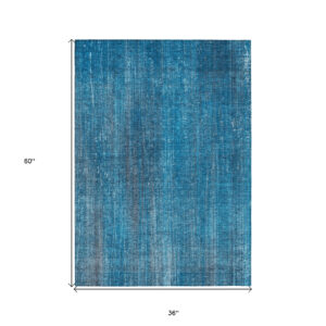 3' X 5' Blue Striped Washable Non Skid Indoor Outdoor Area Rug