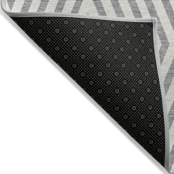 2' X 3' Gray and Ivory Geometric Washable Non Skid Indoor Outdoor Area Rug
