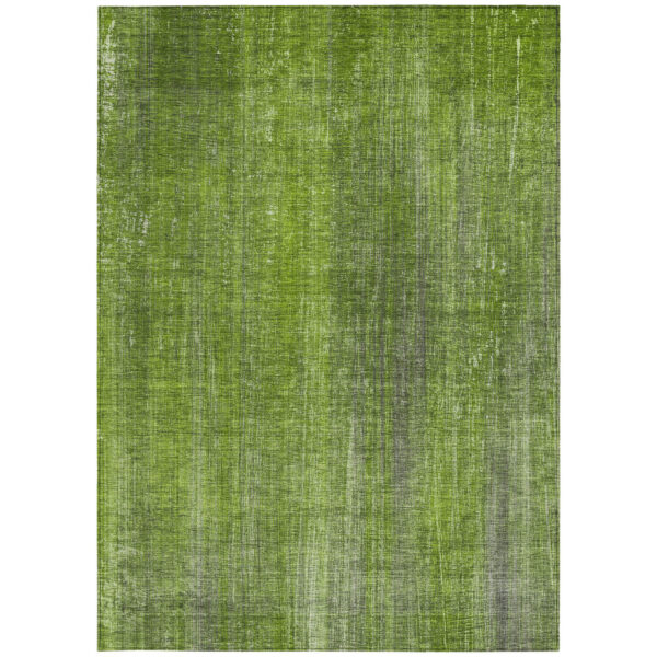 10' X 14' Green Striped Washable Non Skid Indoor Outdoor Area Rug