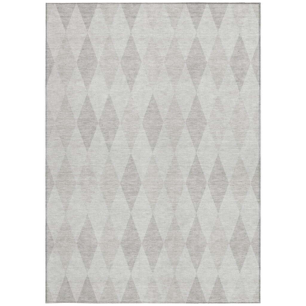 5' X 8' Gray Geometric Washable Non Skid Indoor Outdoor Area Rug