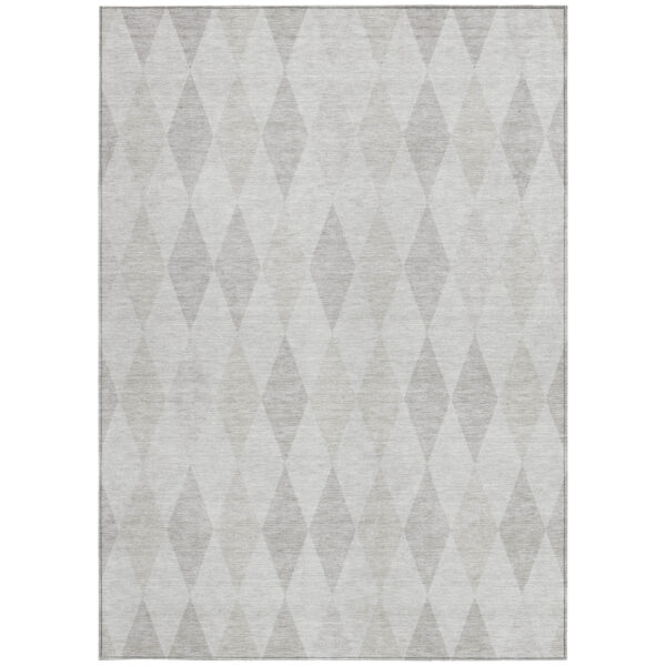 5' X 8' Gray Geometric Washable Non Skid Indoor Outdoor Area Rug