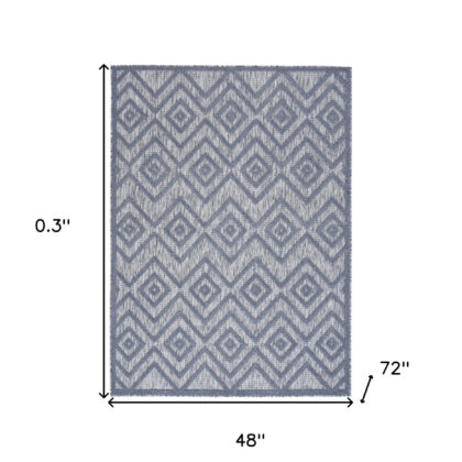 4' X 6' Denim Blue Argyle Indoor Outdoor Area Rug