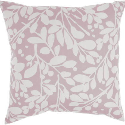 20" Pink and White Botanical Indoor Outdoor Throw Pillow