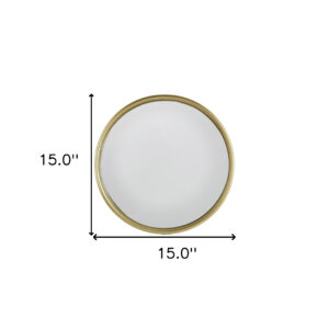 15" Gold Round Iron Textured Framed Accent Mirror