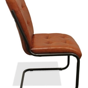 Tufted Cinnamon And Black Upholstered Leather Dining Side Chair
