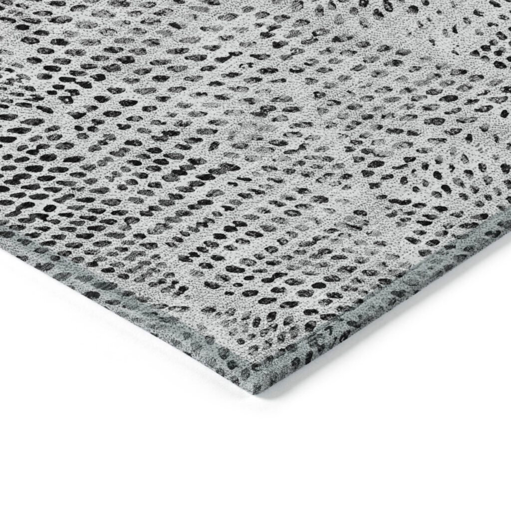 10' X 14' Pewter Charcoal And Ivory Geometric Washable Indoor Outdoor Area Rug