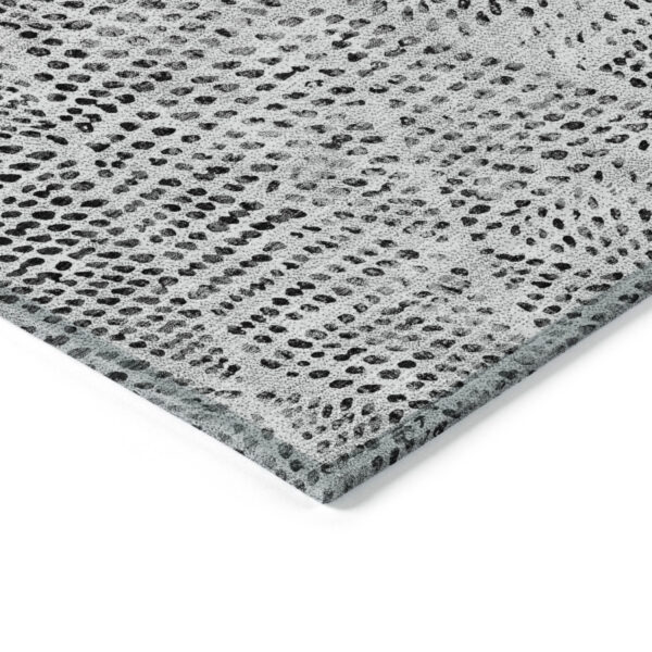 10' X 14' Pewter Charcoal And Ivory Geometric Washable Indoor Outdoor Area Rug