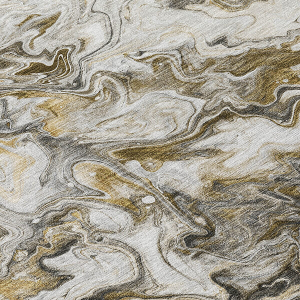 8' Taupe Beige And Ivory Round Abstract Washable Indoor Outdoor Area Rug