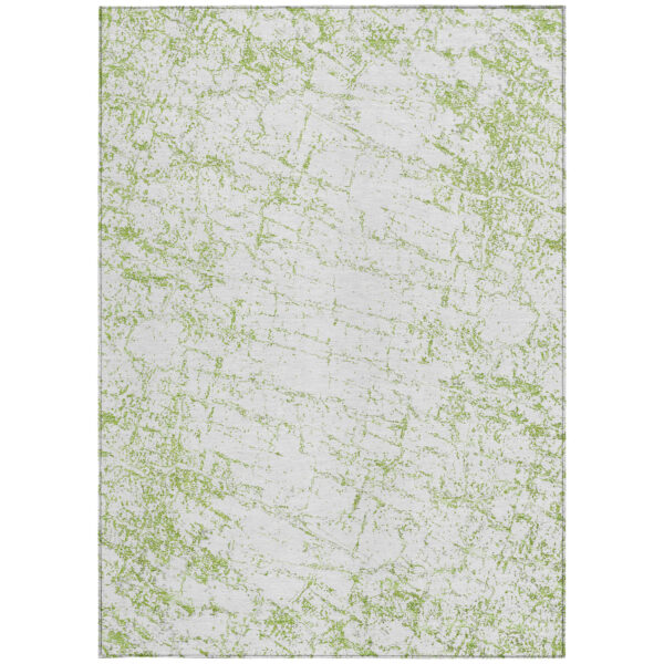 5' X 8' Green And Ivory Abstract Washable Indoor Outdoor Area Rug