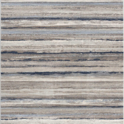 10' Blue and Beige Striped Distressed Runner Rug