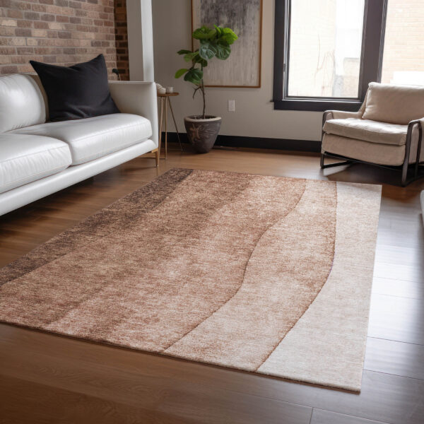 10' X 14' Brown Beige And Chocolate Ombre Washable Indoor Outdoor Area Rug