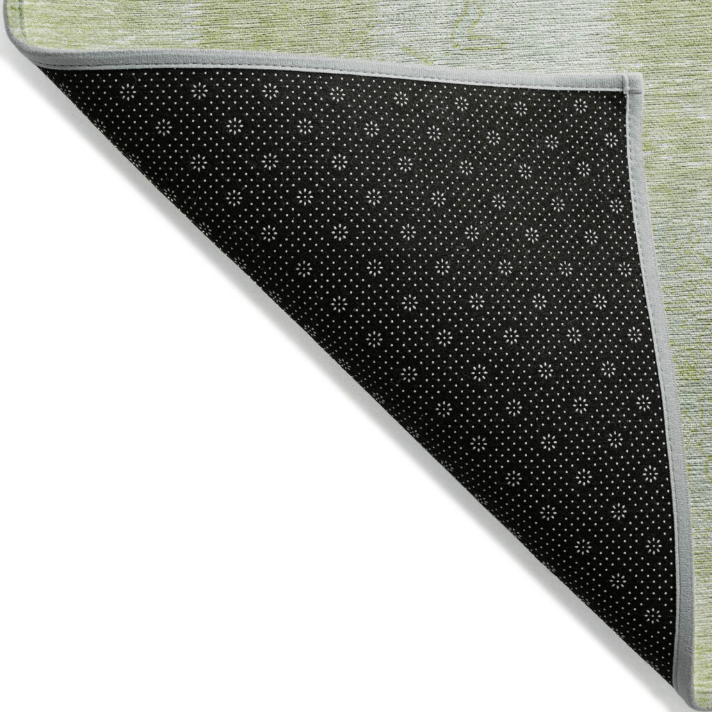 5' X 8' Artichoke Green And Ivory Patchwork Washable Indoor Outdoor Area Rug