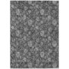 3' X 5' Gray Charcoal And Silver Floral Washable Indoor Outdoor Area Rug
