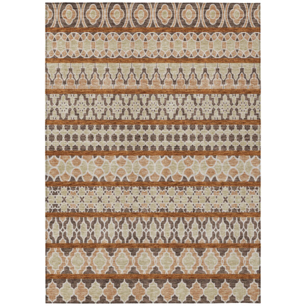 10' X 14' Chocolate And Taupe Quatrefoil Washable Indoor Outdoor Area Rug