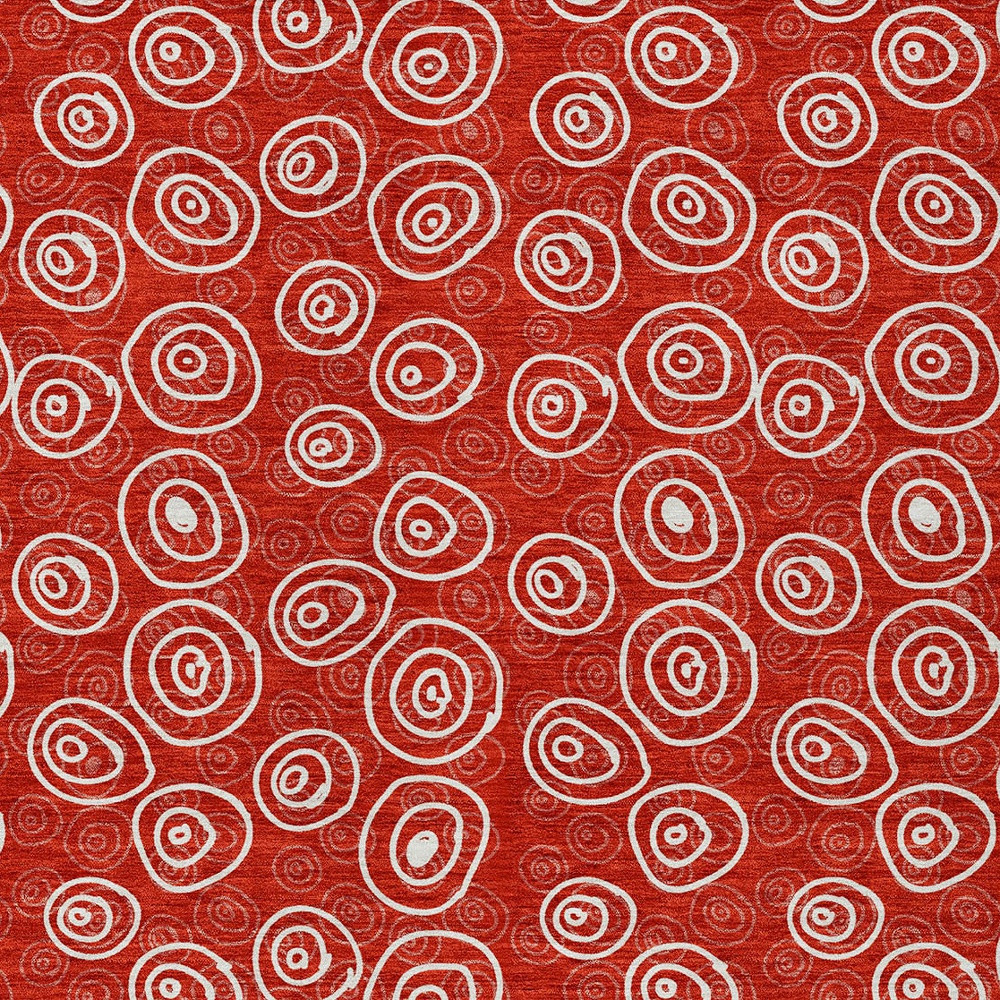 10' X 14' Red And Ivory Geometric Washable Indoor Outdoor Area Rug