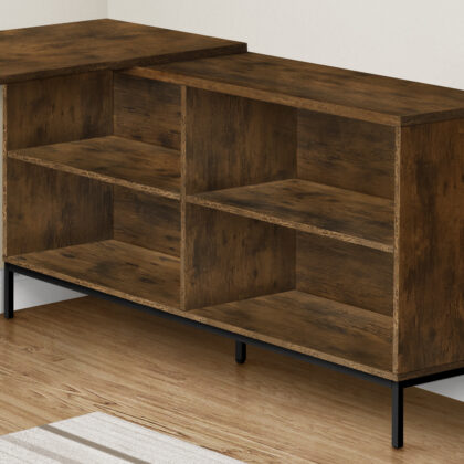 60" Brown and Black L Shape Computer Desk With Three Drawers