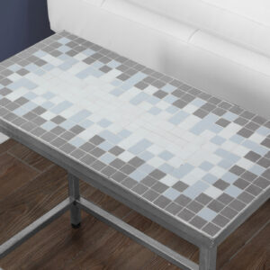 22" Gray And White Tile End Table