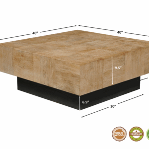 40" Brown And Black Solid Wood Square Coffee Table