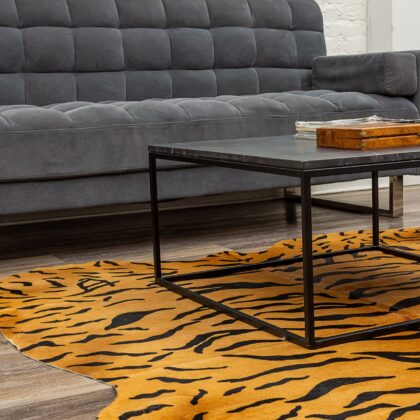 72" X 84" Tiger Chocolate On Natural Cowhide - Rug