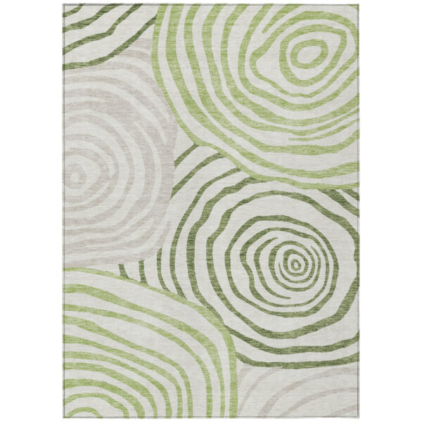 9' X 12' Artichoke Green And Fern Green Abstract Washable Indoor Outdoor Area Rug