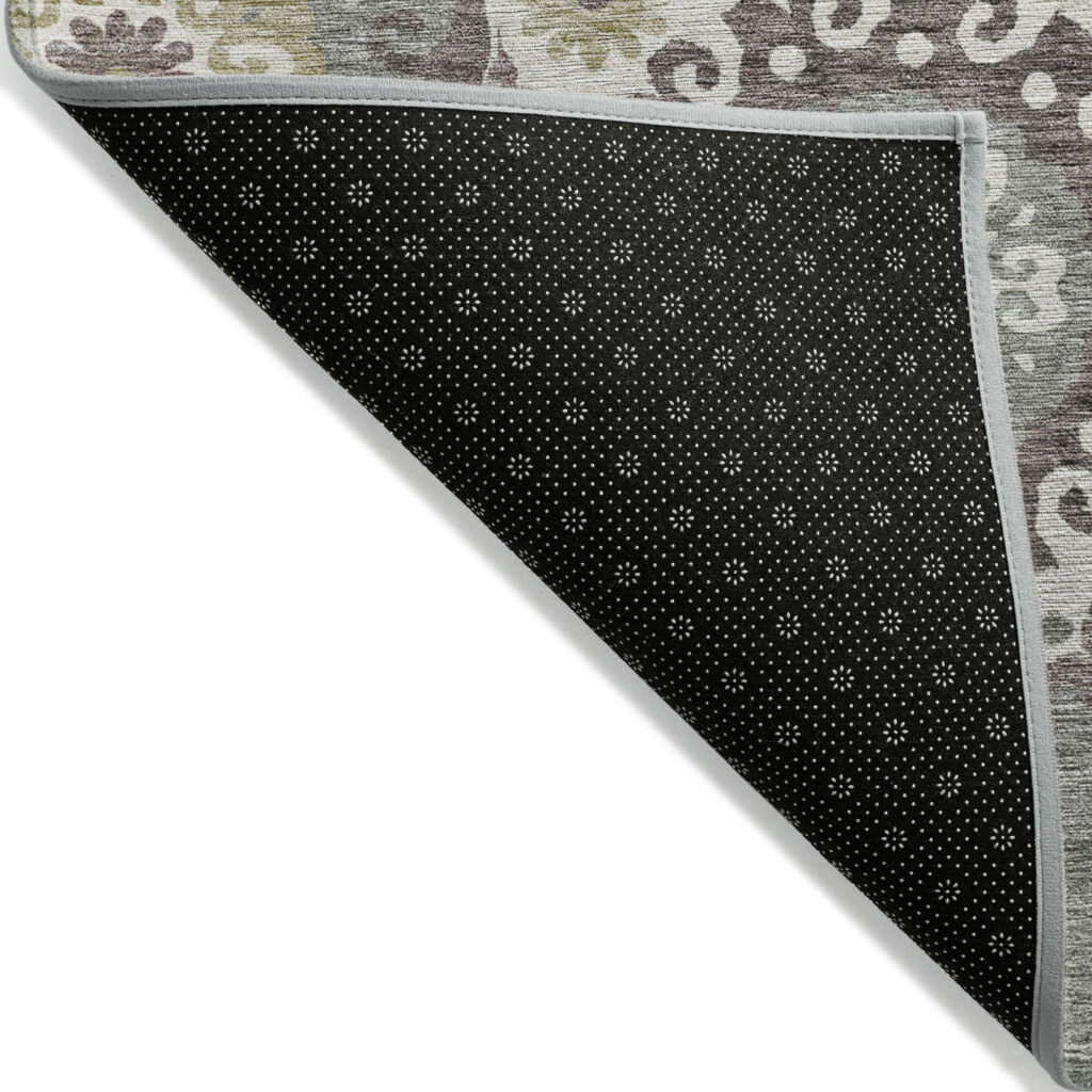 9' X 12' Beige Taupe And Brown Floral Medallion Washable Indoor Outdoor Area Rug