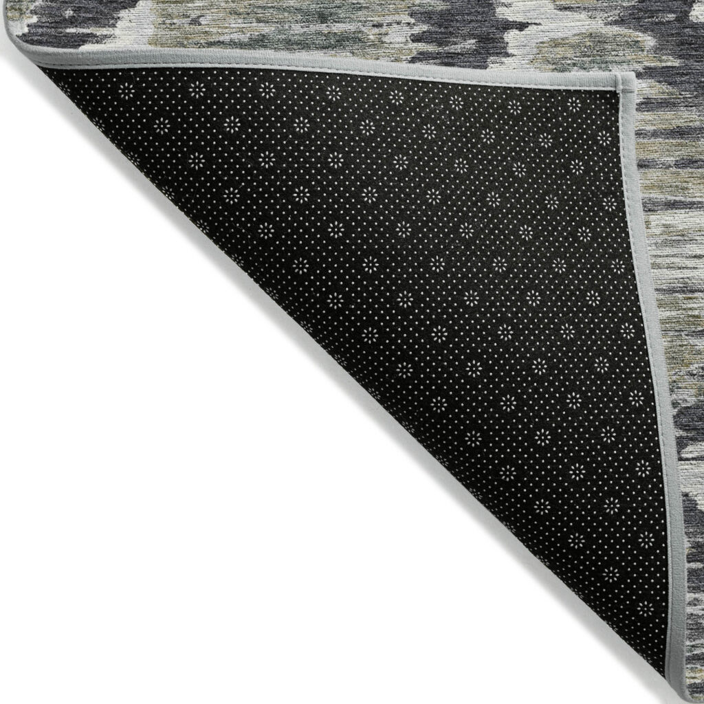 10' X 14' Charcoal Gray And Silver Abstract Washable Indoor Outdoor Area Rug