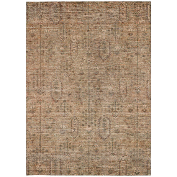 5' X 8' Terra Cotta And Copper Southwestern Washable Indoor Outdoor Area Rug