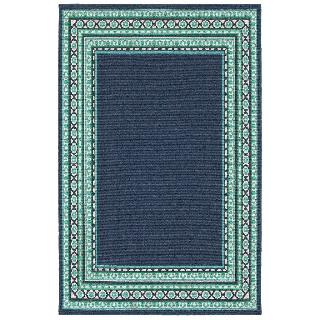7' x 10' Blue and Green Indoor Outdoor Area Rug
