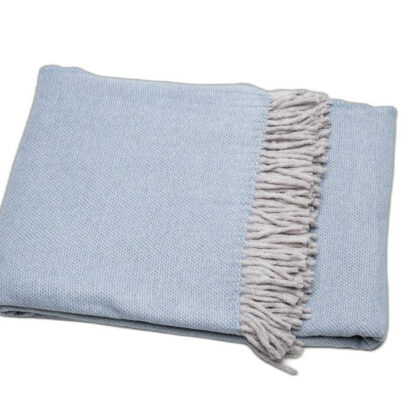 Sky Blue Mini Dot Fringed Throw Blanket