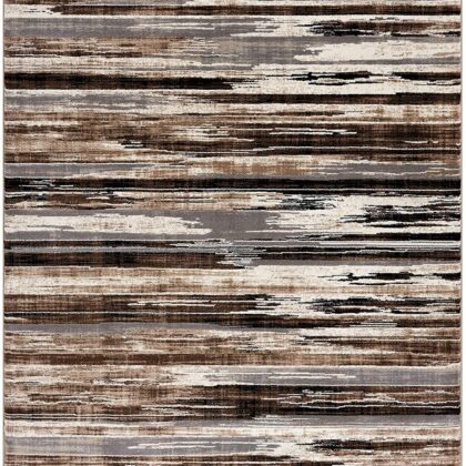 4' x 6' Gray and Brown Abstract Distressed Area Rug