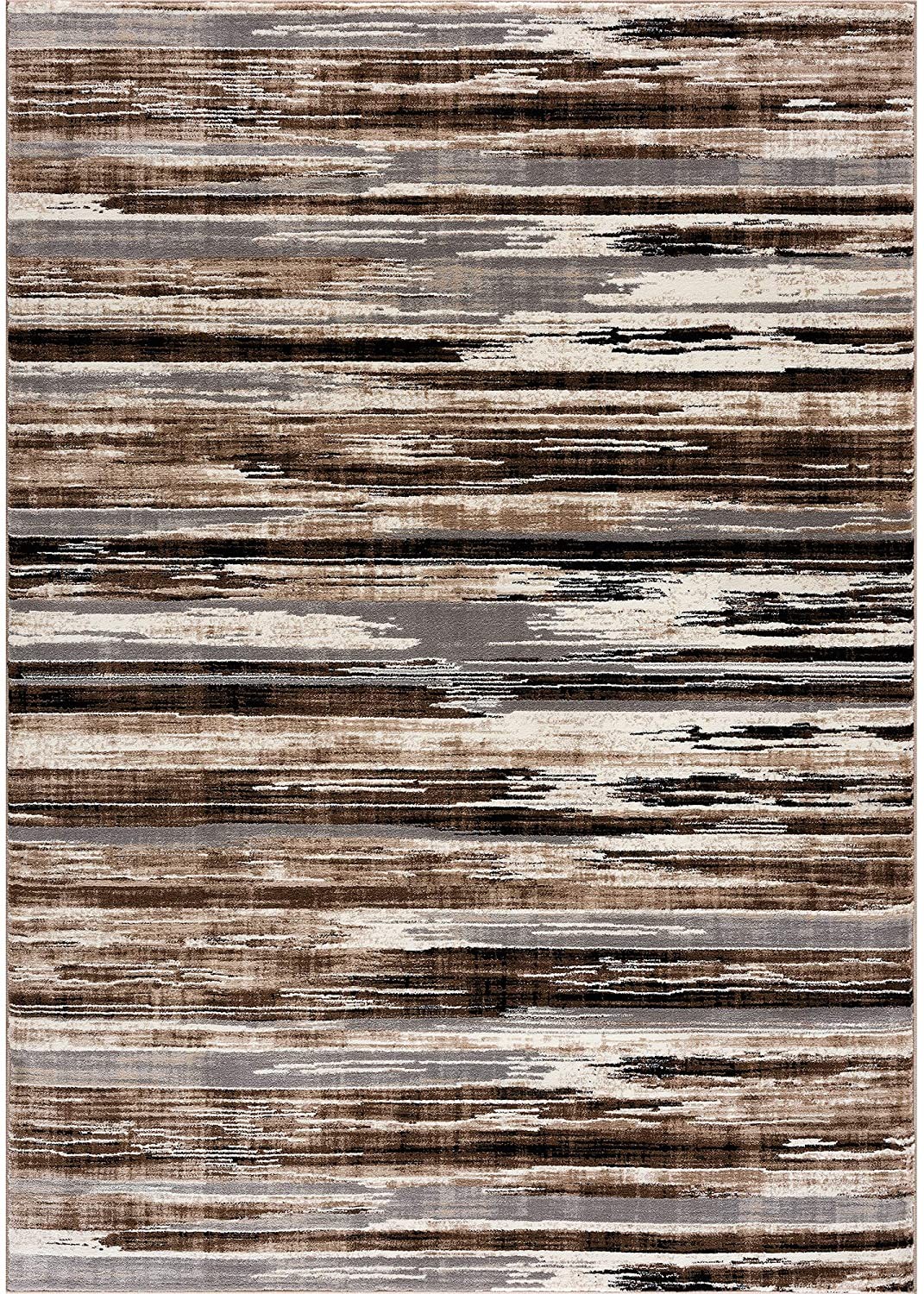4' x 6' Gray and Brown Abstract Distressed Area Rug