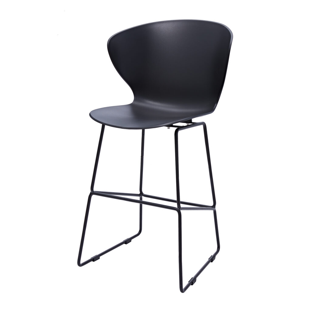 Set of Two 26" Black Heavy Duty Plastic and Metal Low Back Counter Height Bar Chairs