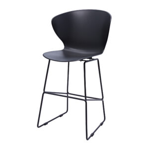 Set of Two 26" Black Heavy Duty Plastic and Metal Low Back Counter Height Bar Chairs